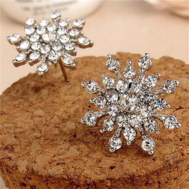 Earrings Fashion Simple Diamond Snowflake Stud-Jewearrings