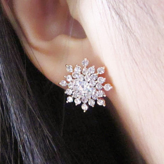 Earrings Fashion Simple Diamond Snowflake Stud-Jewearrings