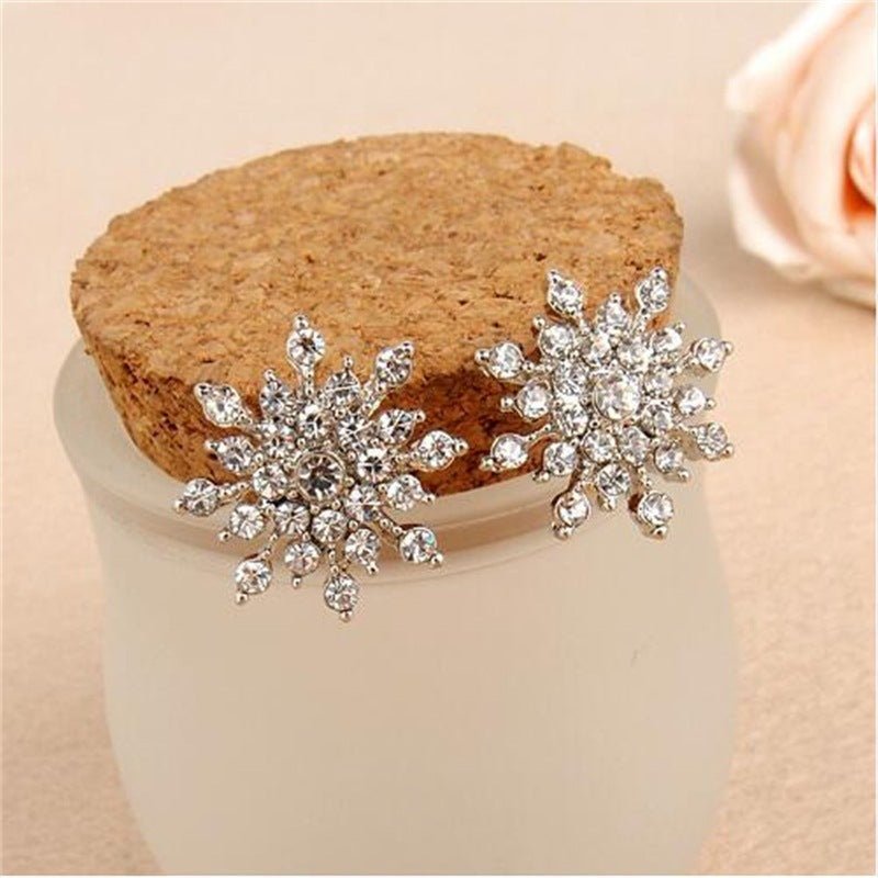 Earrings Fashion Simple Diamond Snowflake Stud-Jewearrings