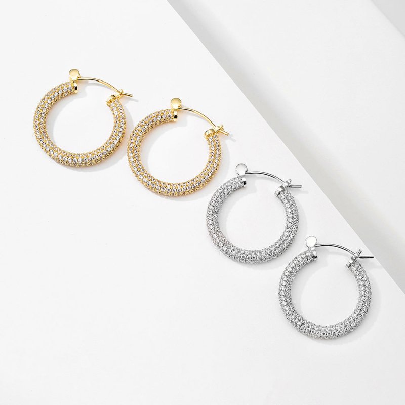 Earrings Femininity Full Of Zircon Hoop Earrings-Jewearrings