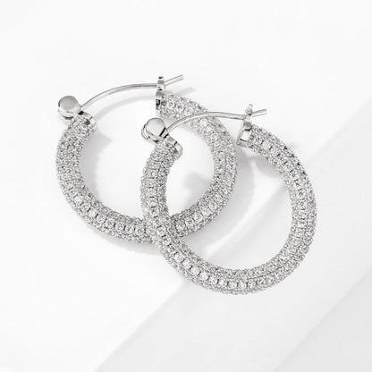 Earrings Femininity Full Of Zircon Hoop Earrings-Jewearrings