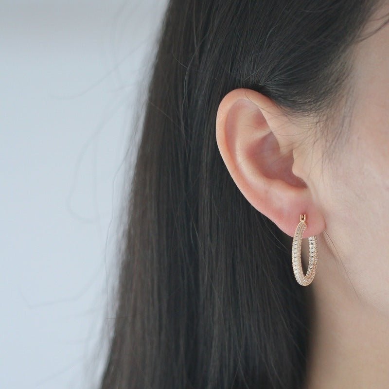 Earrings Femininity Full Of Zircon Hoop Earrings-Jewearrings