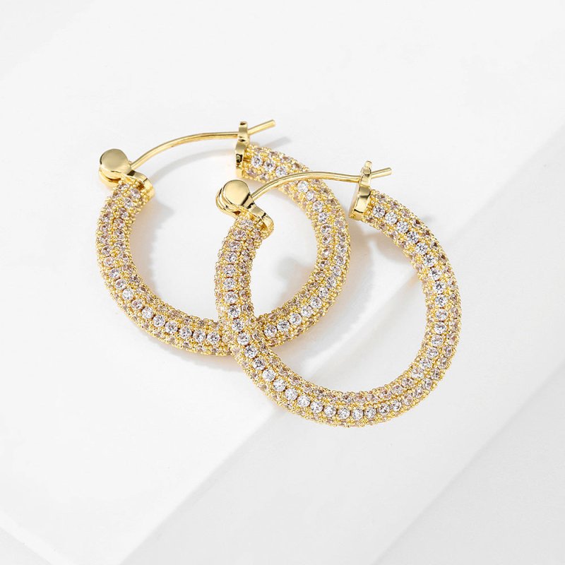 Earrings Femininity Full Of Zircon Hoop Earrings-Jewearrings