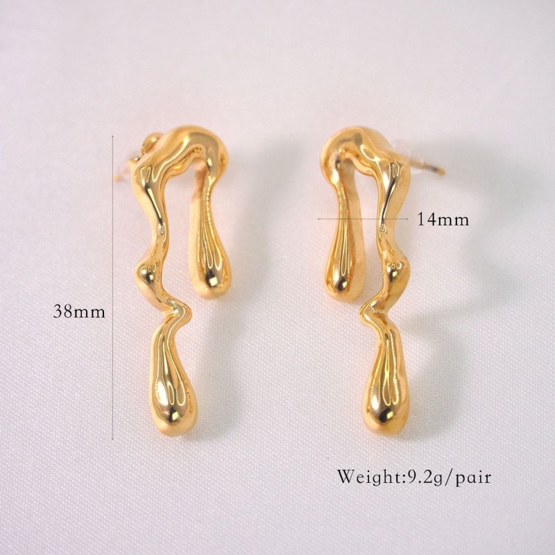 Earrings Geometric Stainless Steel 14K Gold Ear-ring Clip Fashion Personality-Jewearrings