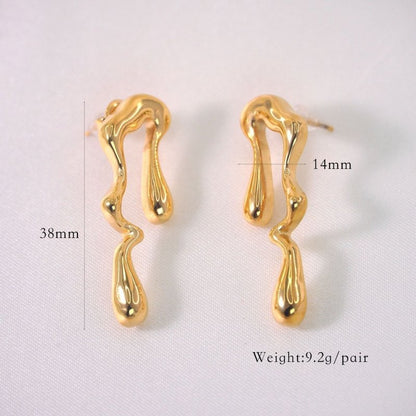 Earrings Geometric Stainless Steel 14K Gold Ear-ring Clip Fashion Personality-Jewearrings