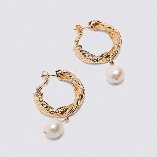 Earrings ladies wedding pearl hoop gift-Jewearrings