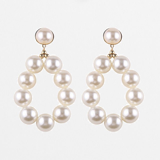 Earrings ladies wedding pearl hoop gift-Jewearrings