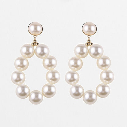 Earrings ladies wedding pearl hoop gift-Jewearrings