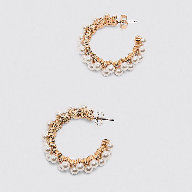 Earrings ladies wedding pearl hoop gift-Jewearrings