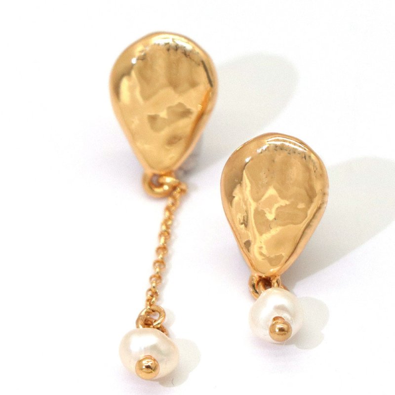 Earrings Pearl Tassels Simple And Elegant Ins Wind Copper Plated Real Gold Earrings-Jewearrings