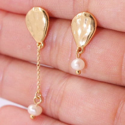 Earrings Pearl Tassels Simple And Elegant Ins Wind Copper Plated Real Gold Earrings-Jewearrings