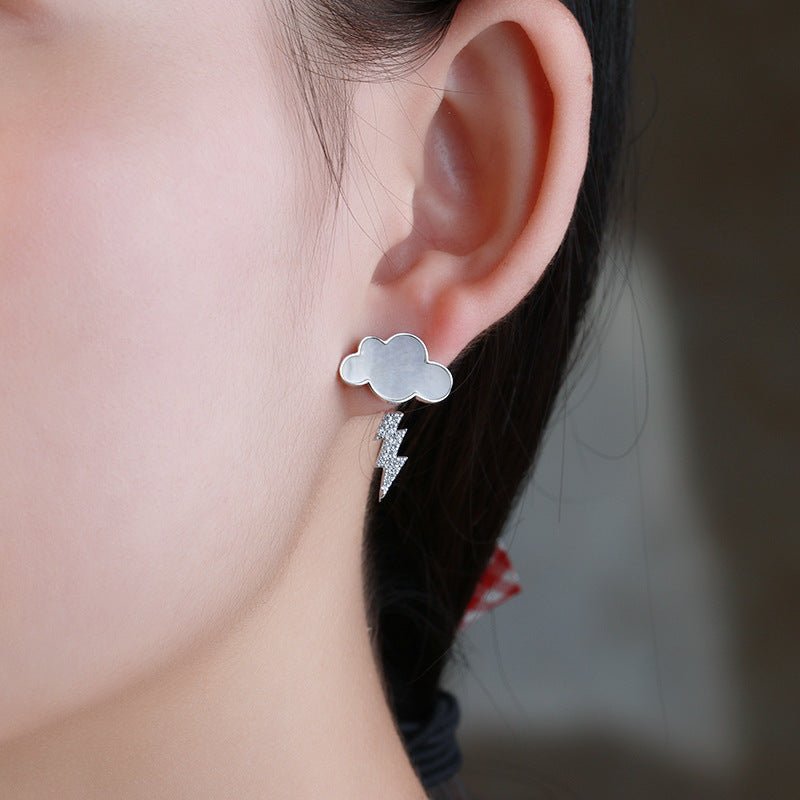 Earrings Shell Cloud Stud Earrings Sterling Silver Zircon-Jewearrings