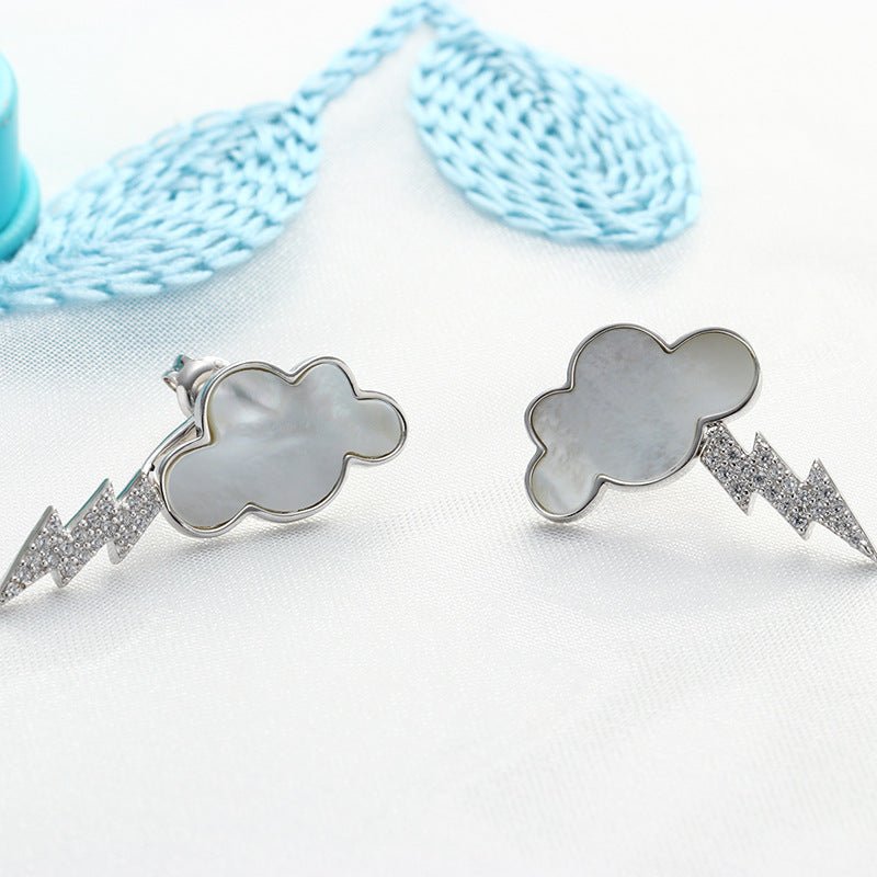 Earrings Shell Cloud Stud Earrings Sterling Silver Zircon-Jewearrings