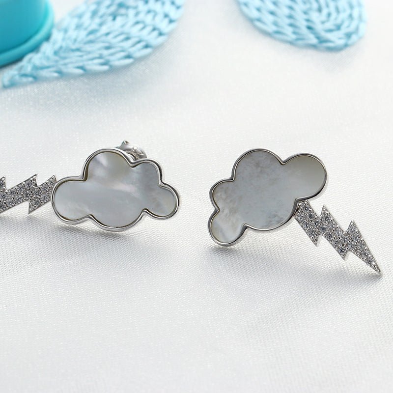 Earrings Shell Cloud Stud Earrings Sterling Silver Zircon-Jewearrings