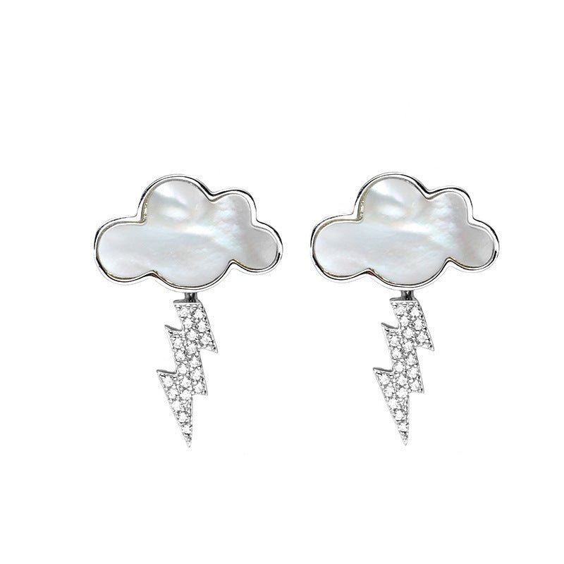 Earrings Shell Cloud Stud Earrings Sterling Silver Zircon-Jewearrings