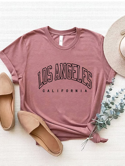 LOS ANGELES CALIFORNIA Round Neck T-Shirt-Jewearrings