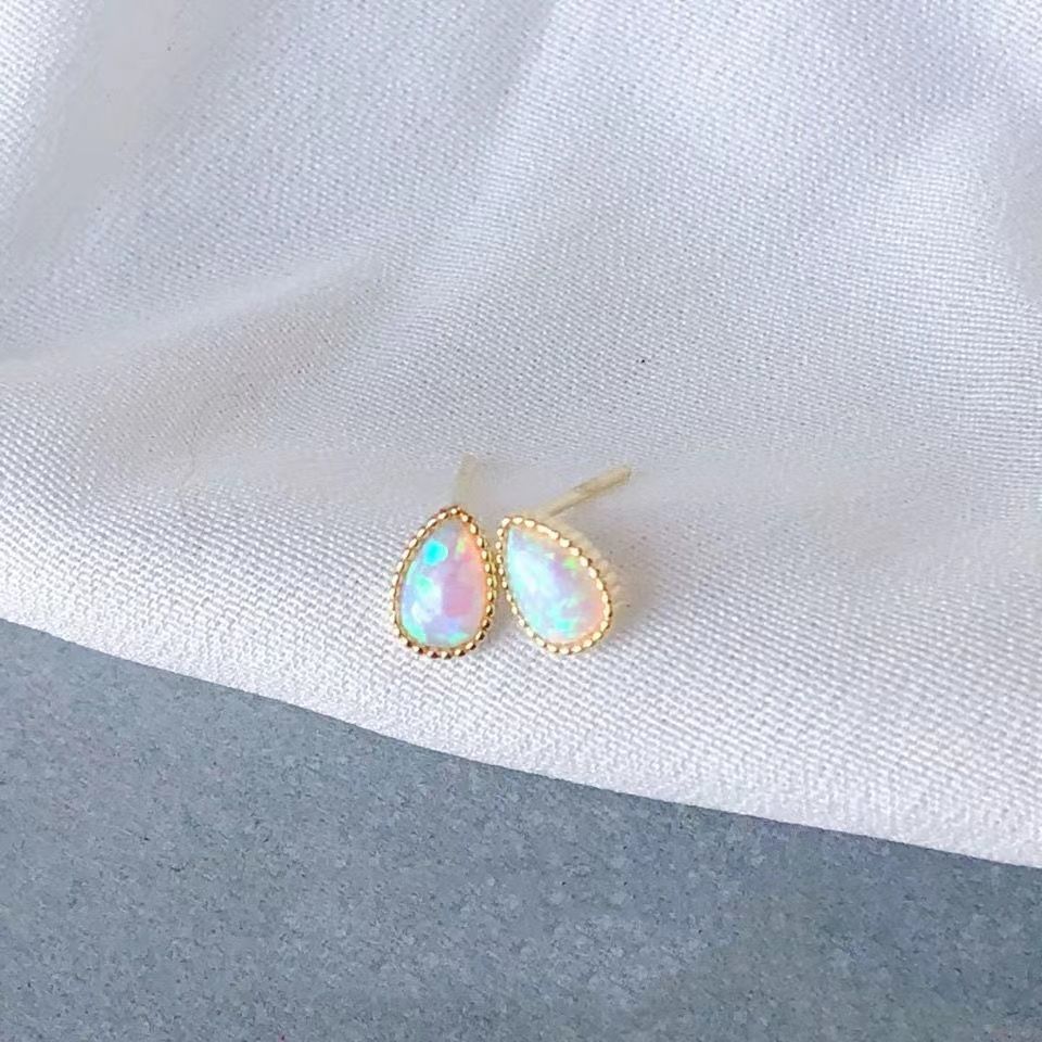 S925 Silver Plated Colorful Opal Stud Earrings-Jewearrings