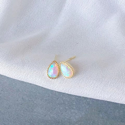 S925 Silver Plated Colorful Opal Stud Earrings-Jewearrings