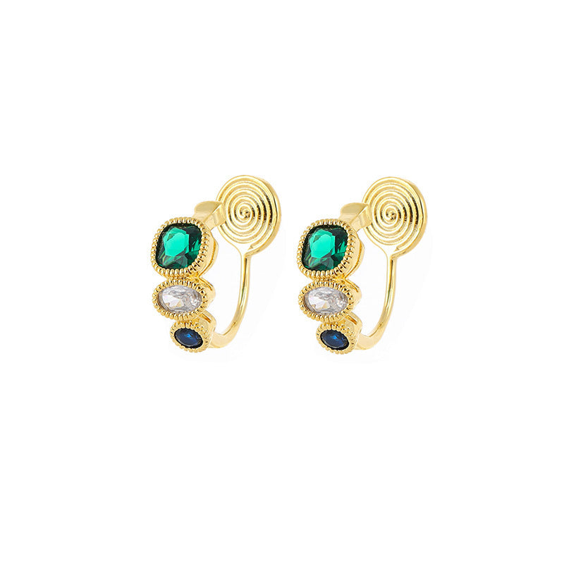 French Contrast Emerald Zircon Earrings-Jewearrings