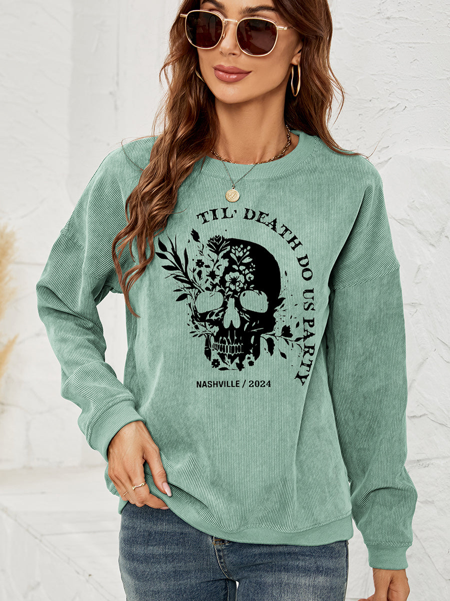 Skull Graphic Dropped Shoulder Sweatshirt-Jewearrings