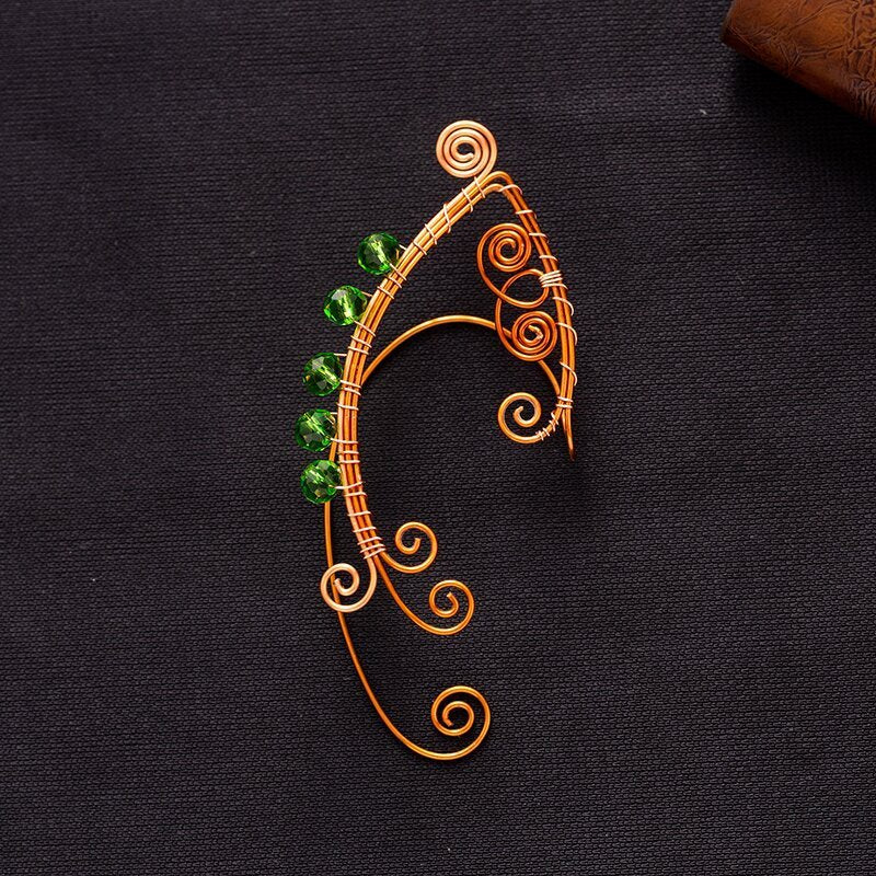 New Non-piercing Ear Clip Ear Hanging Elf Earrings Amazon AliExpress Vintage Green-Jewearrings