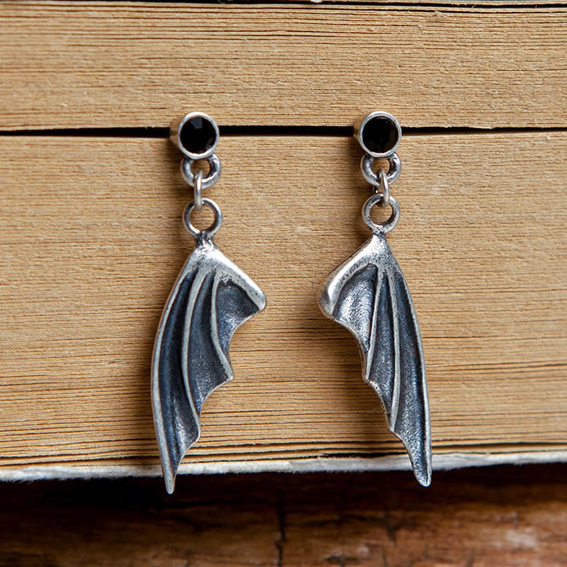 Dark Night 925 Sterling Silver Little Devil Wing Earrings-Jewearrings