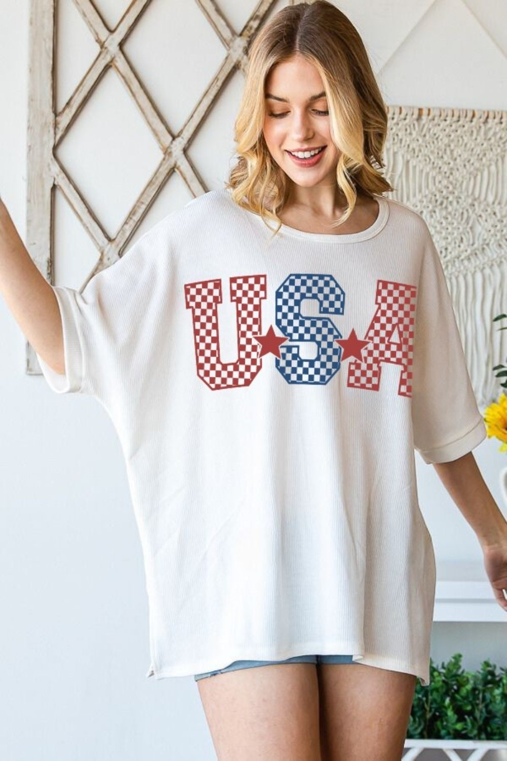 HOPELY USA Graphic Round Neck T-Shirt-Jewearrings