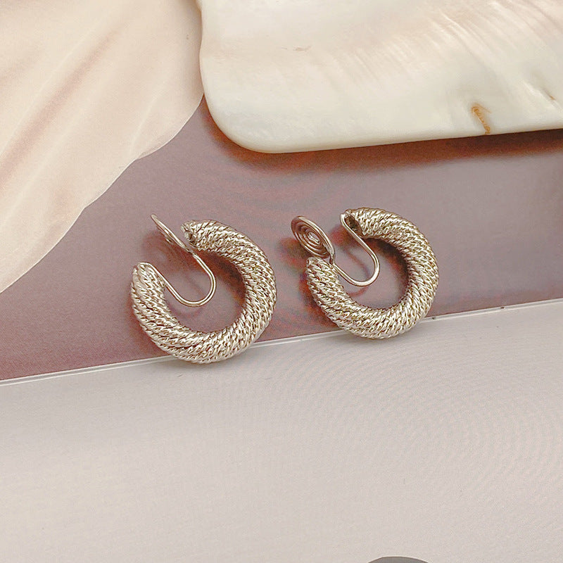 Top quality 18K Gold Color Mosquito Coil Clip on Hoop Earrings Hot Sale C Shape Copper C Shape Cuff Earrings Ear Clip-Jewearrings