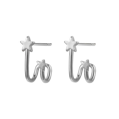 Women's Silver Small Star Stud Earrings-Jewearrings