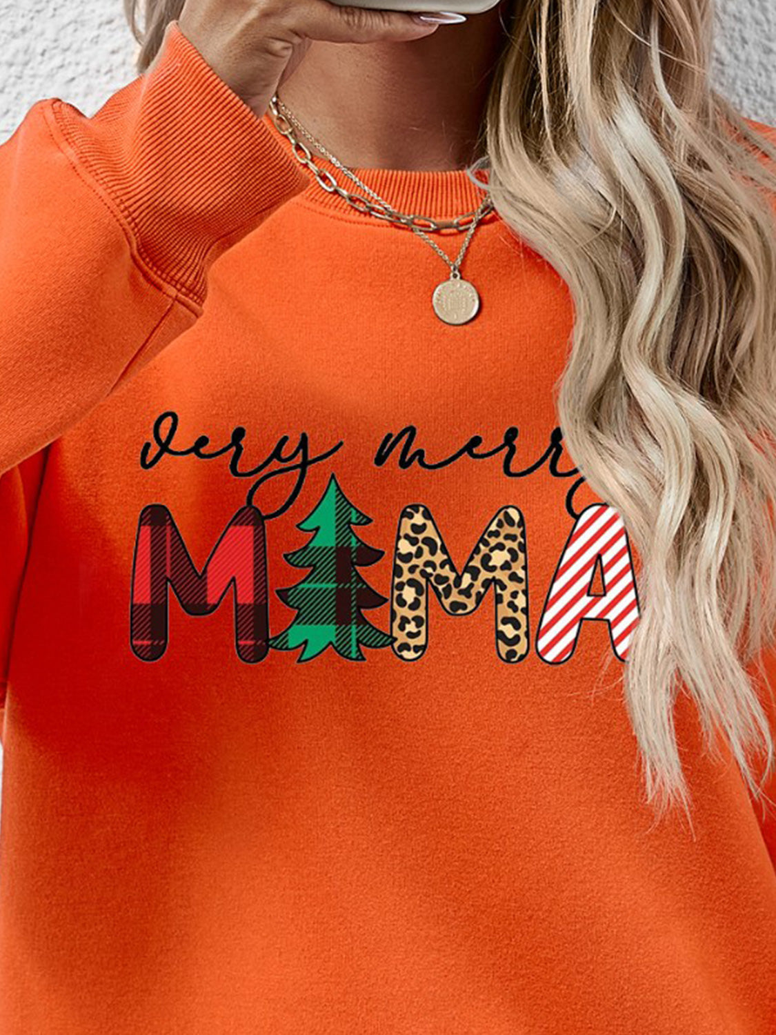 Letter Graphic Round Neck Long Sleeve Sweatshirt-Jewearrings