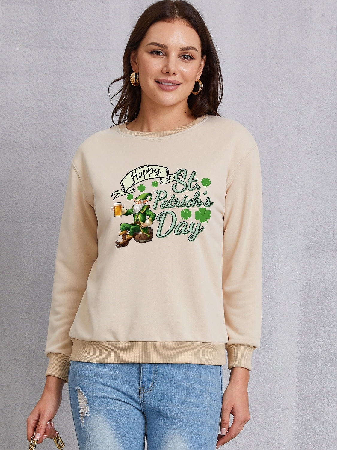 HAPPY ST. PATRICK'S DAY Round Neck Sweatshirt-Jewearrings