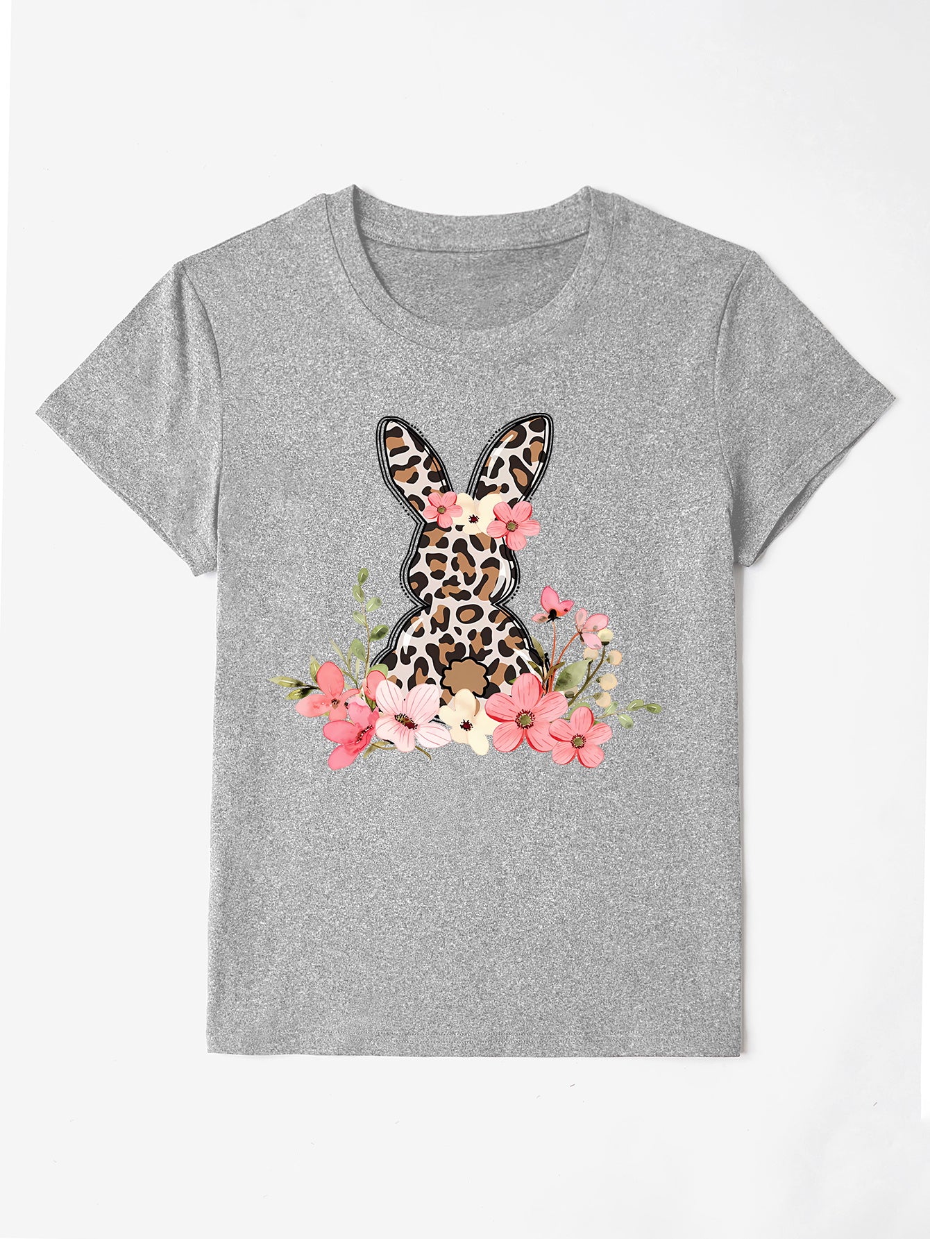 Rabbit Round Neck Short Sleeve T-Shirt-Jewearrings