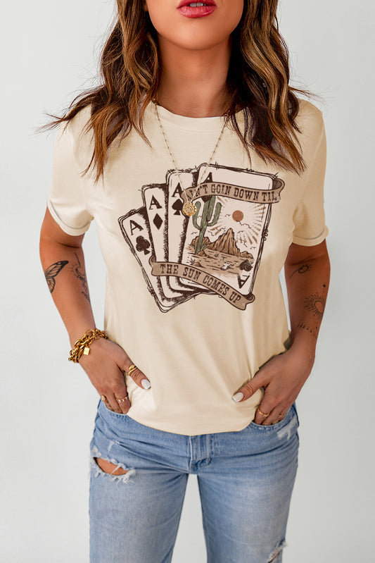 Poker Graphic Round Neck T-Shirt-Jewearrings