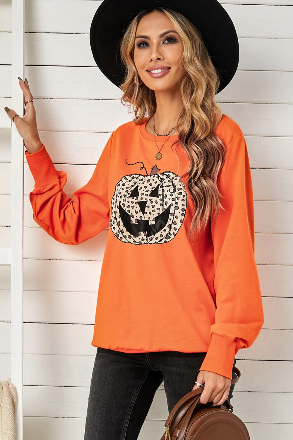 Leopard Jack-O-Lantern Sweatshirt-Jewearrings