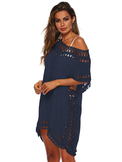 Cutout V-Neck Short Sleeve Cover-Up-Jewearrings