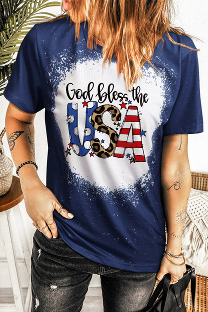 GOD BLESS THE USA Printed Tee Shirt-Jewearrings