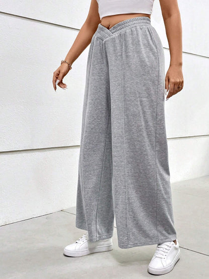 Plus Size Elastic Waist Wide Leg Pants-Jewearrings