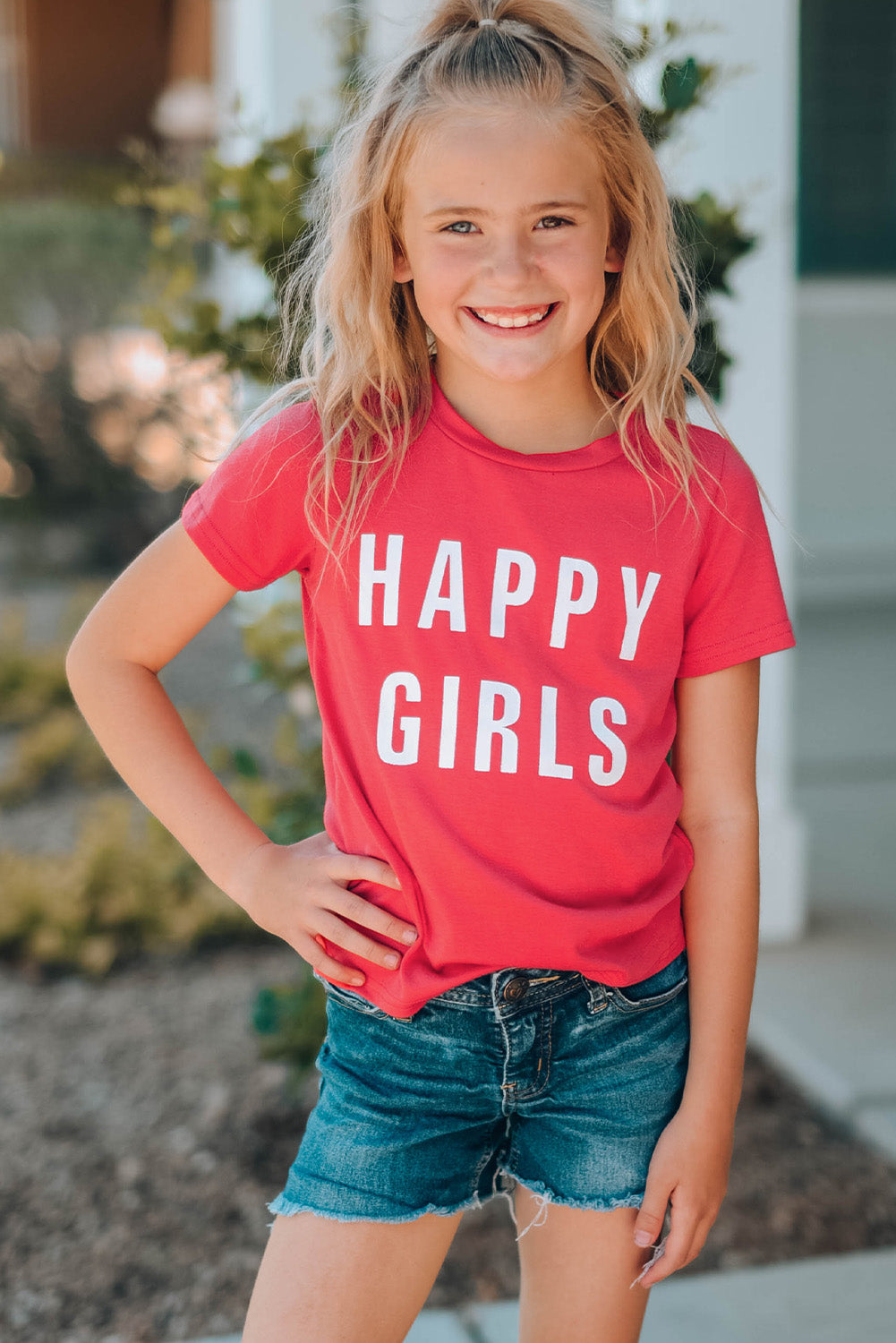 Girls Letter Graphic Short Sleeve T-Shirt-Jewearrings