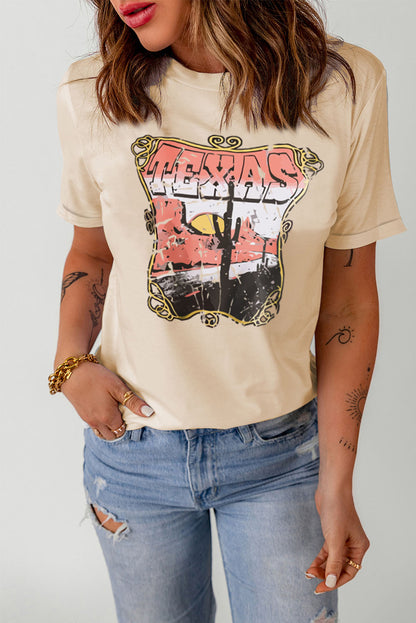 TEXAS Graphic Cuffed Tee Shirt-Jewearrings