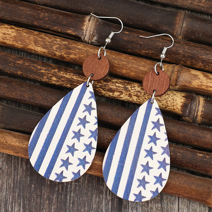 Printed PU Leather Dangle Earrings-Jewearrings