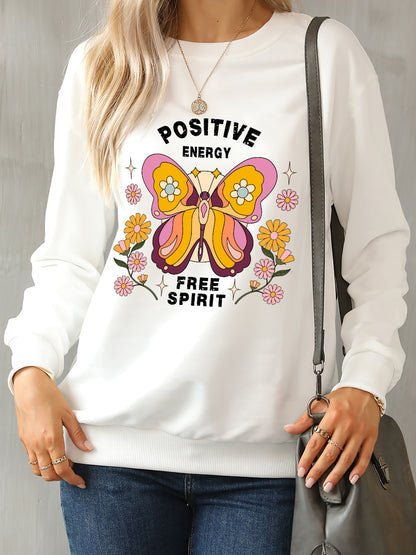 Butterfly Graphic Dropped Shoulder Sweatshirt-Jewearrings