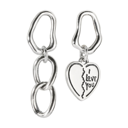 S925 Sterling Silver Vintage Heart Asymmetric Earrings-Jewearrings