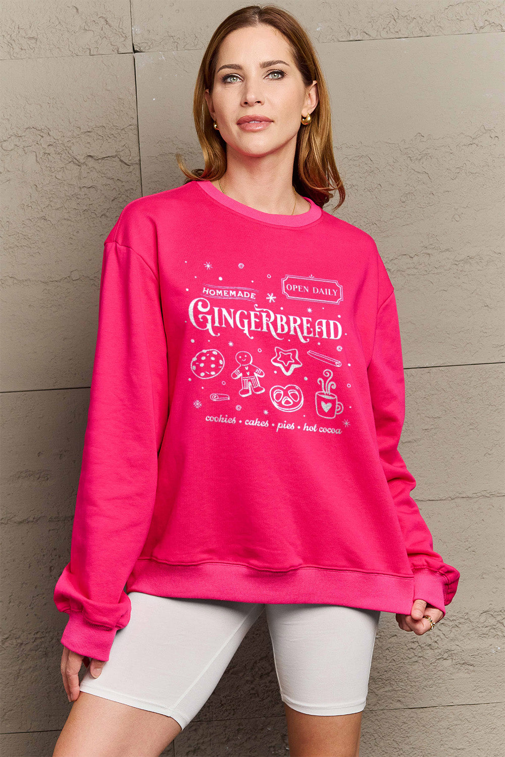 Simply Love Full Size GINGERBREAD Long Sleeve Sweatshirt-Jewearrings