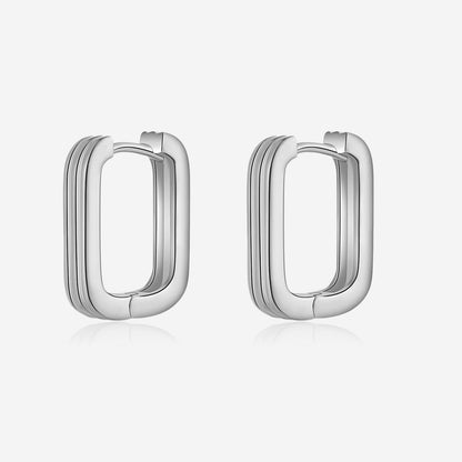 New Simple And Versatile S925 Silver Rectangular Geometric Earrings-Jewearrings