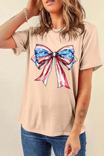 Bow Graphic Round Neck Short Sleeve T-Shirt-Jewearrings