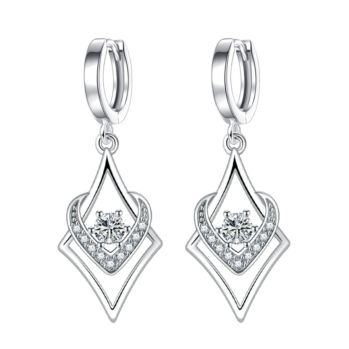 Inlaid Silver Female Drop-shaped Earrings Jewelry-Jewearrings