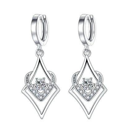 Inlaid Silver Female Drop-shaped Earrings Jewelry-Jewearrings