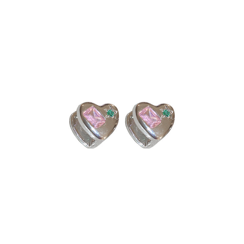 Women's Fashion Heart-shaped Zircon Ear Clip Earrings-Jewearrings