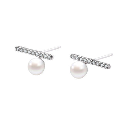 Sterling Silver One Word Pearl Earrings-Jewearrings