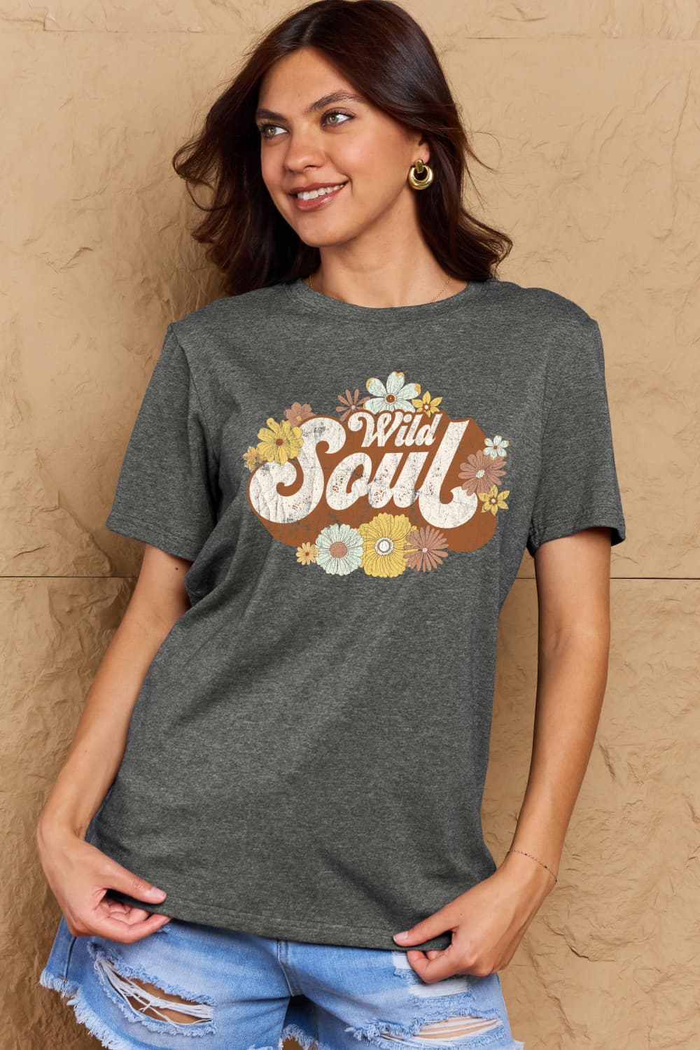 Simply Love Full Size WILD SOUL Graphic Cotton T-Shirt-Jewearrings